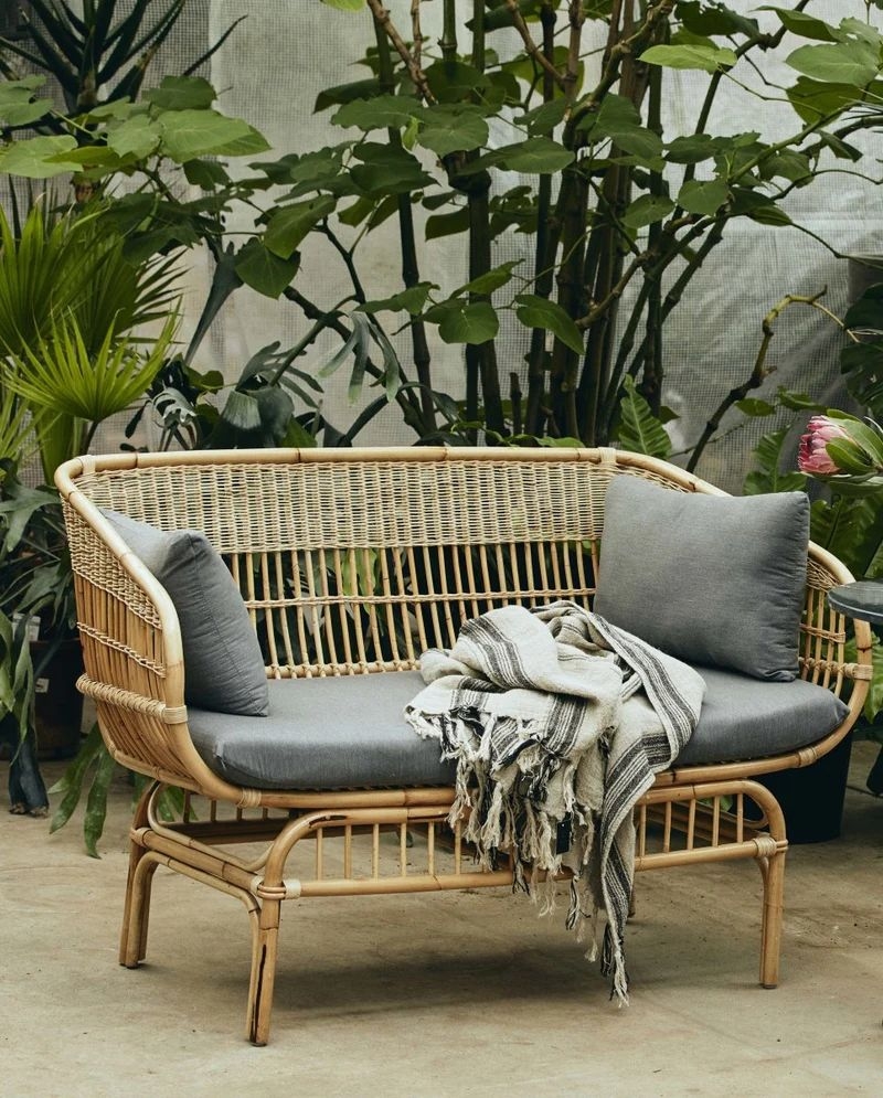 NORDAL Bali Rattan Grey and Natural 2 Seater Sofa